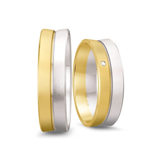 Gifteringer i hvitt og gult gull 14 kt, 6 mm. Smart line - 4807119	